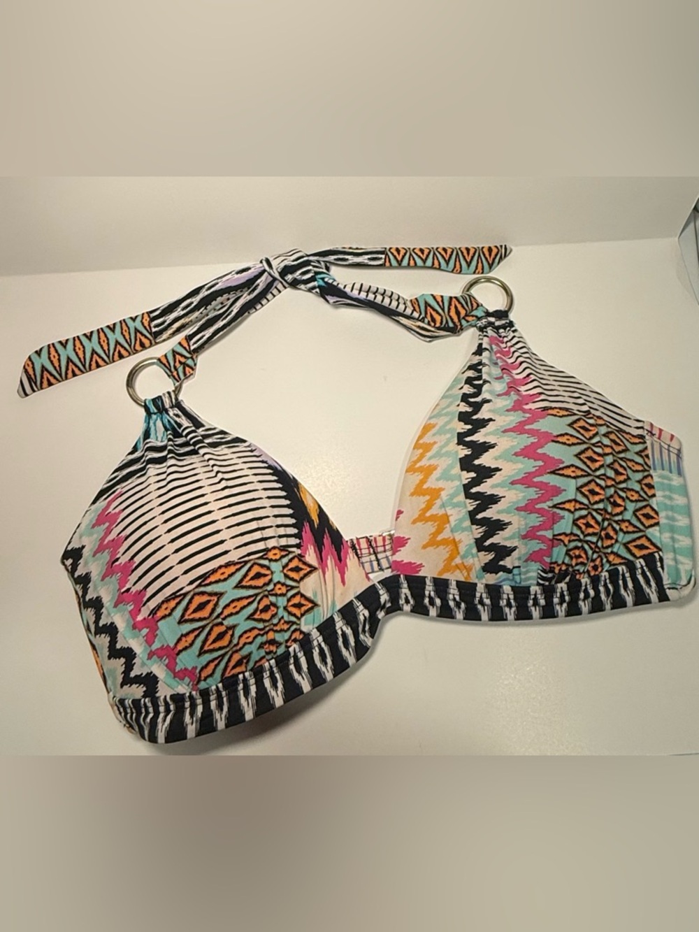 Liz Claiborne Boho Aztec Print Swim Bikini Top Sz 14